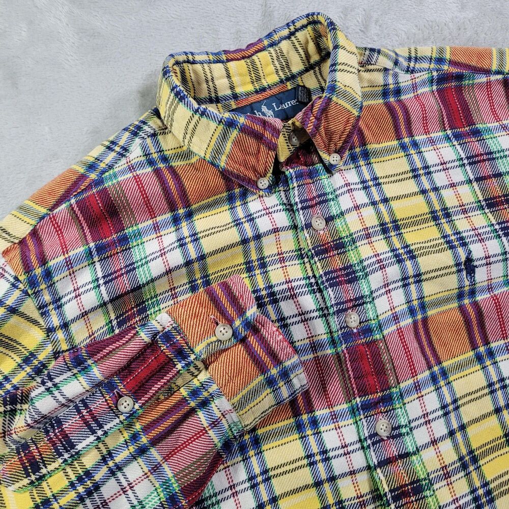 Ralph Lauren Shirt Mens Large Plaid Flannel Long Sleeve Button Down Classic Fit